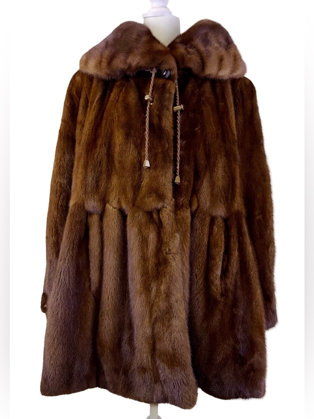 MINK STROLLER COAT IN BROWN MINK BY SAGA FURS